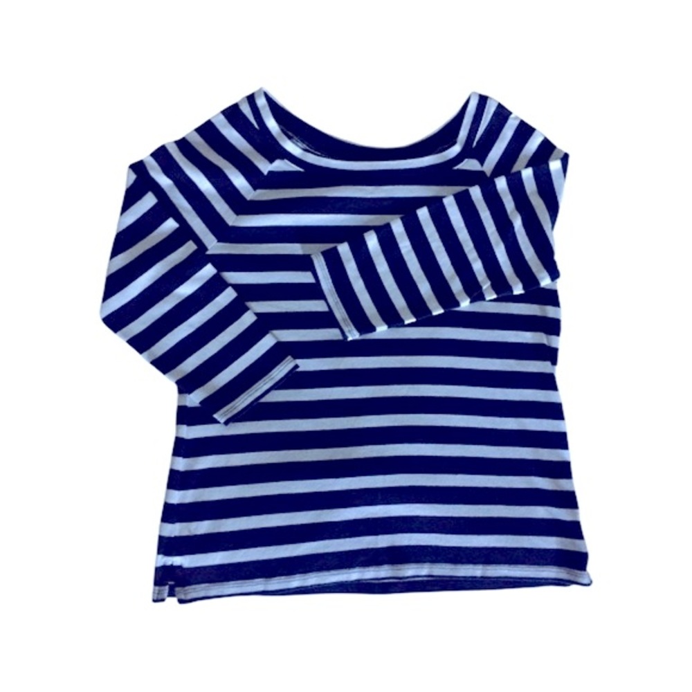 Talbots Tee Black and White Stripe EUC!!! Large Petite